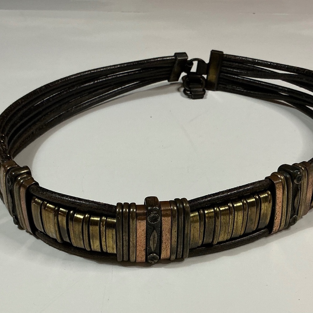 Vintage Women’s belt unique six strap bronze copper chain link 28”